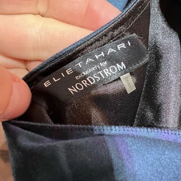 Elie Tahari Womans Graphic Print Sleeveless Floral Sheath Dress Navy Blue Size 2 - Picture 7 of 13